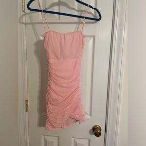 Lucy in the Sky mesh corset dress in light pink